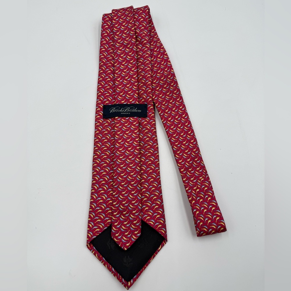 Brooks Brothers Makers Red DOLPHINS Pure Silk Tie